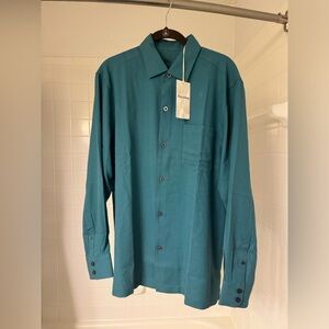 Tommy Bahama Teal Big and Tall Catalina Twill Long Sleeve Button Down